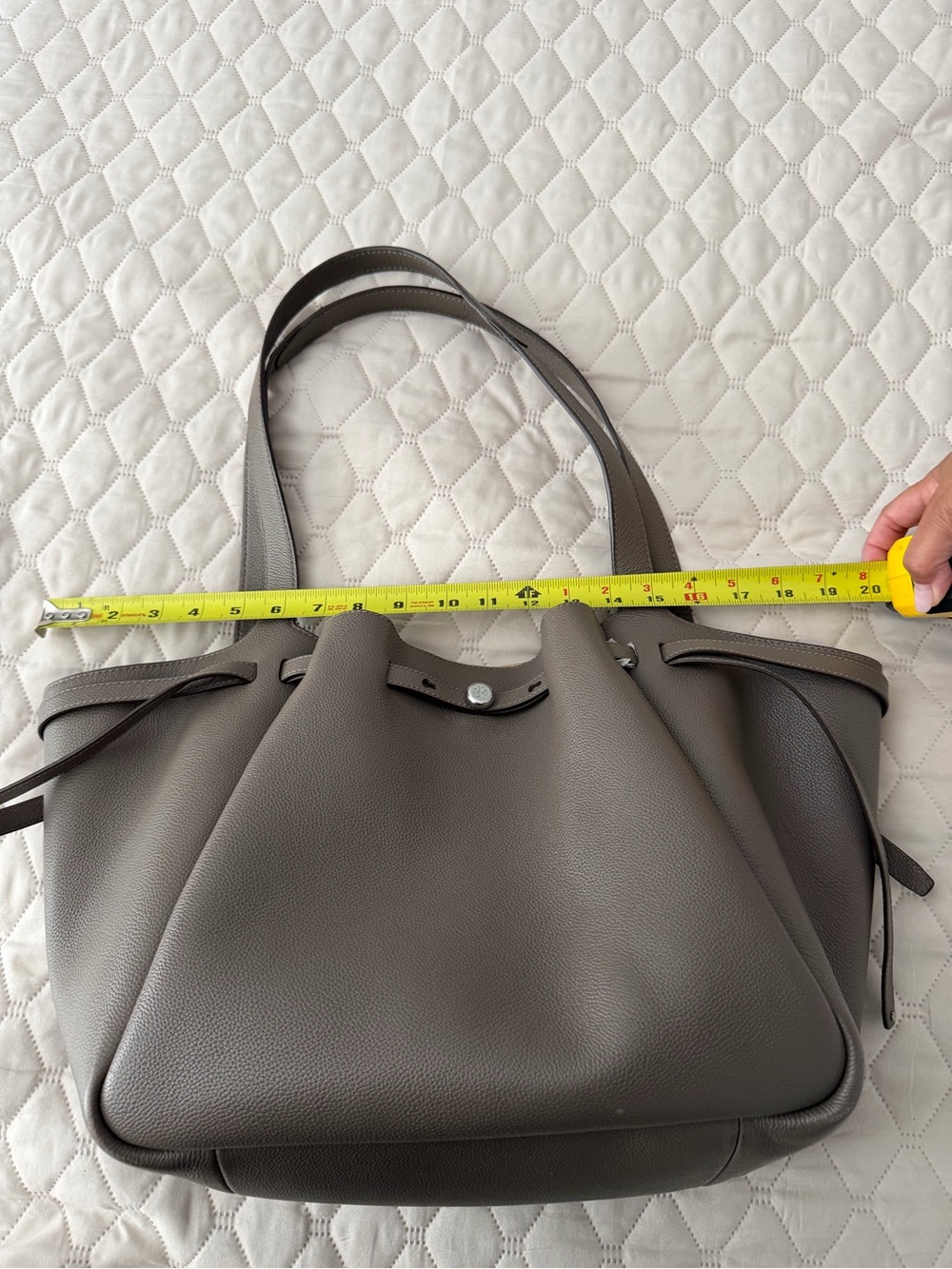 Tory Burch Pebbled Leather Tote in Taupe Gray - Picture 6 of 8